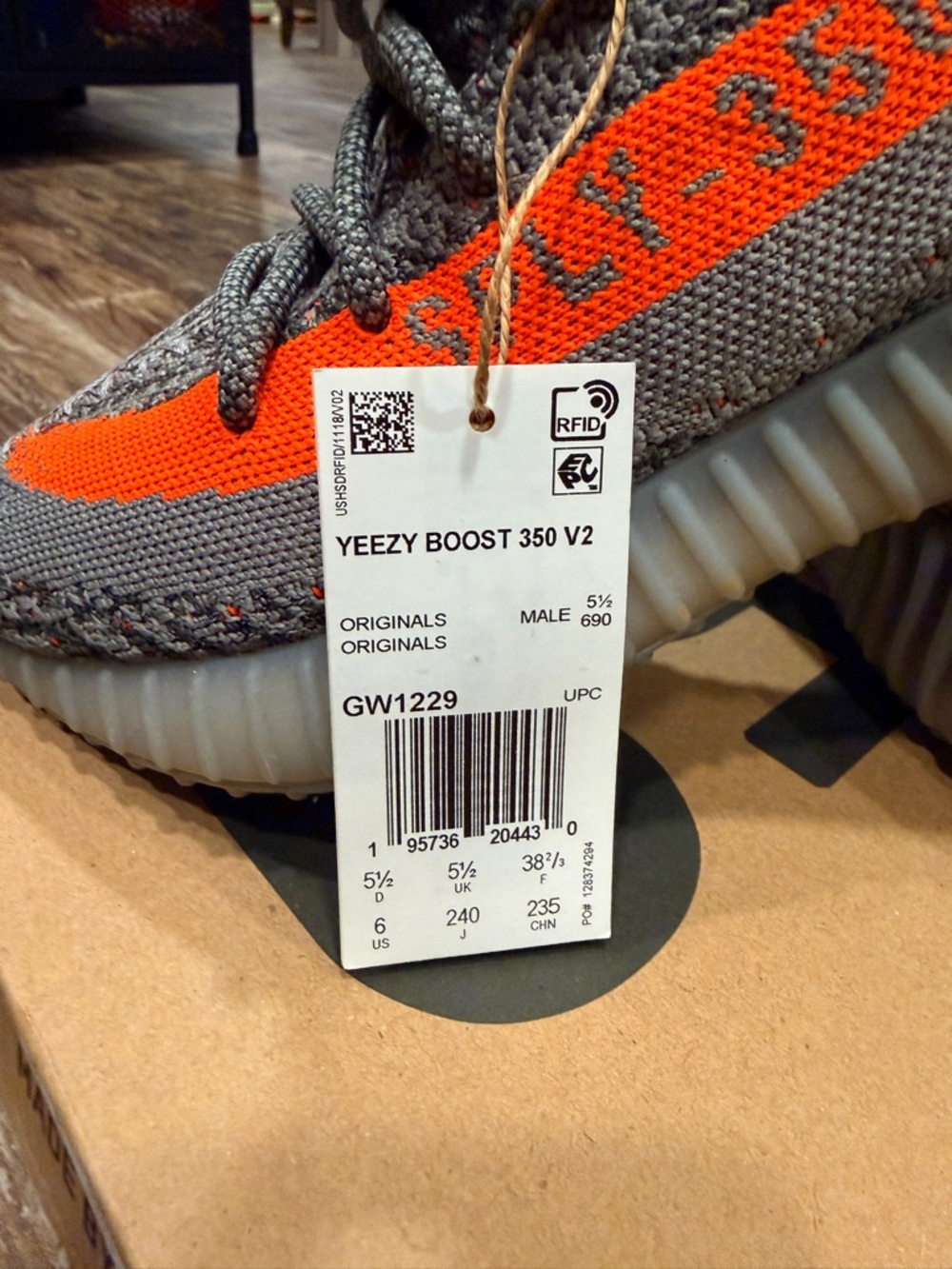 adidas Yeezy Boost 350 V2 Gray with Orange Stripe